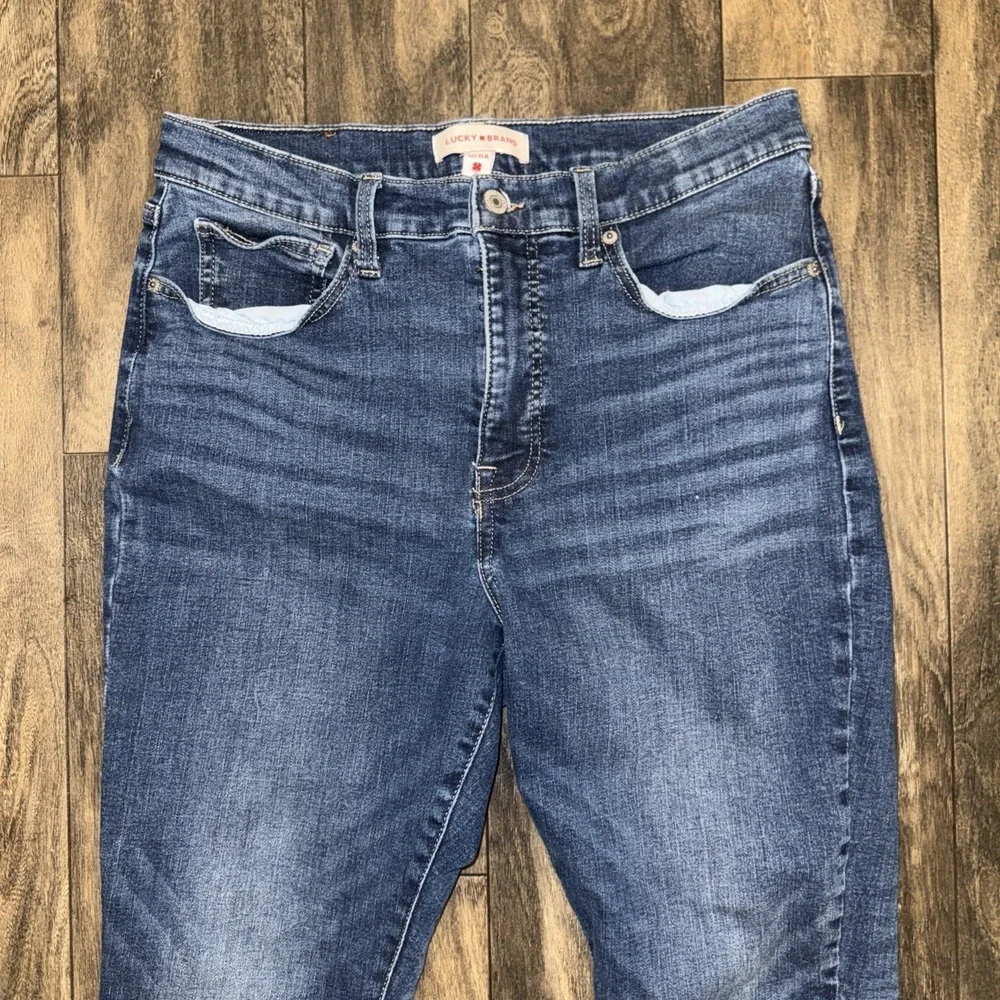 Lucky Brand Bridgette High Rise Skinny Dark Wash Denim Jeans Women's Size 12/31A - Picture 2 of 9